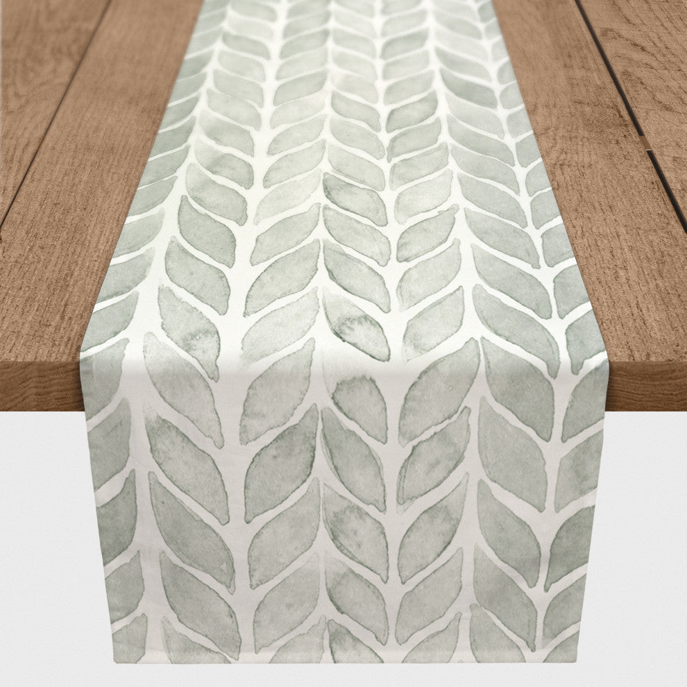 Soft Green Pattern 16x72 Cotton Twill Runner