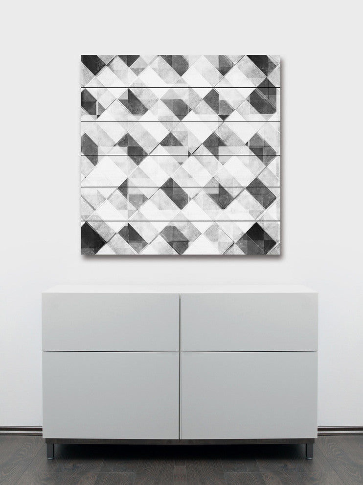 "Restricted Compilation" Painting Print on White Wood