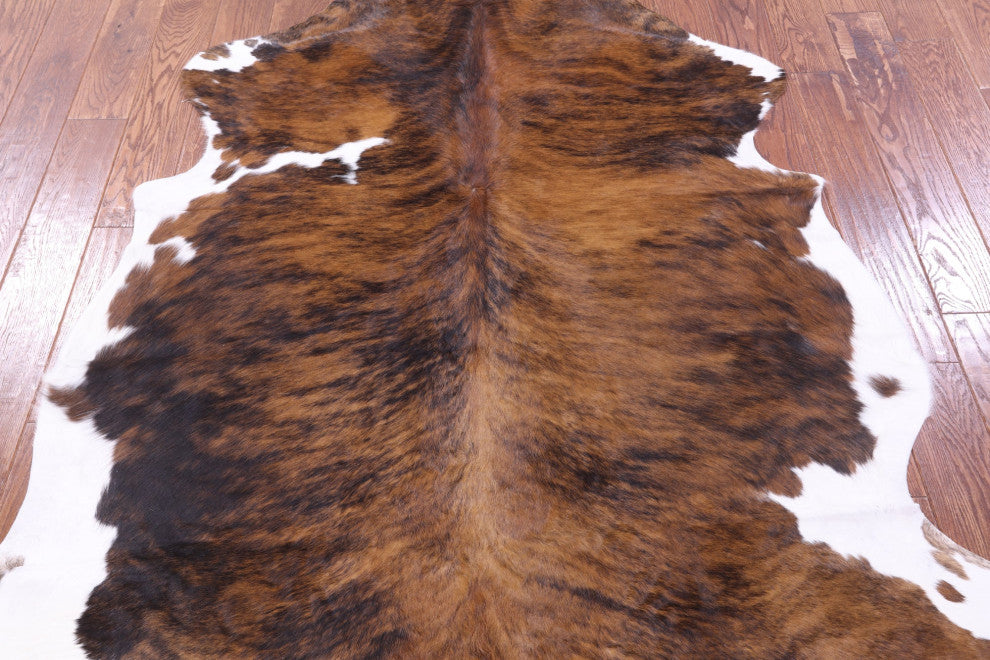 6' 6" X 5' 2" Brindle Natural Cowhide Rug C1803