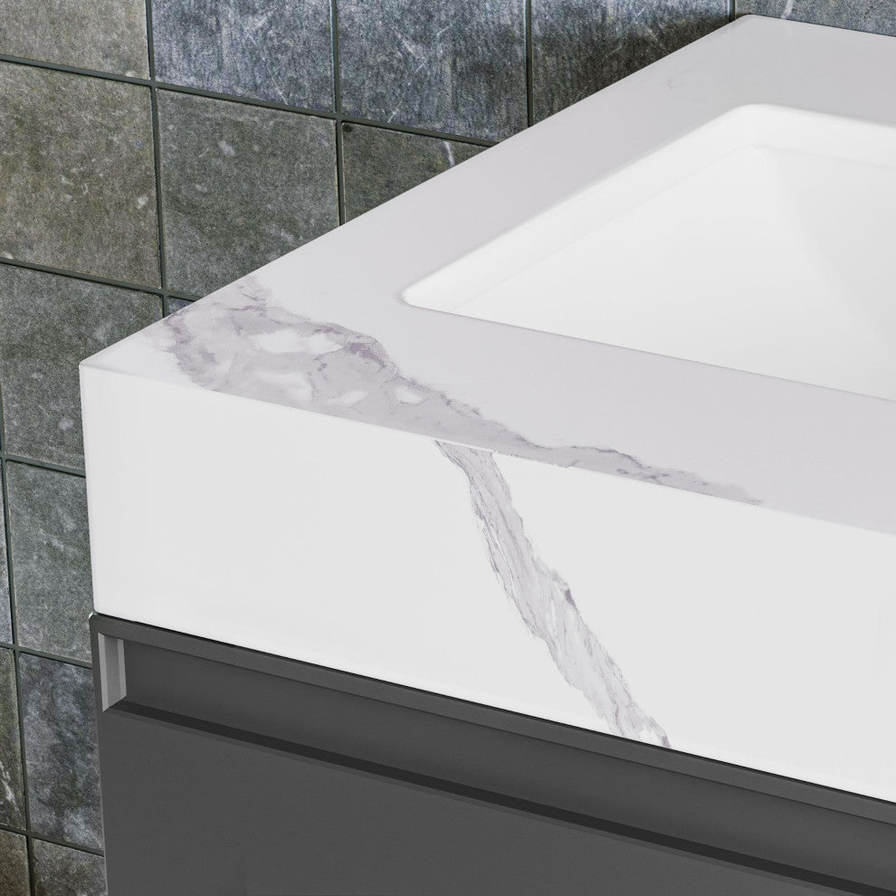 The Monolith Bathroom Vanity, Dark Gray, 48", Double Sink, Wall Mount