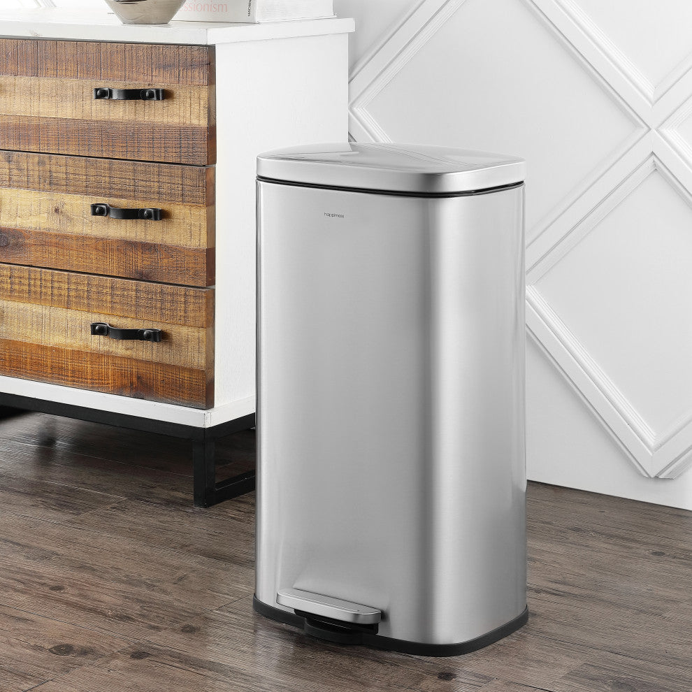Curtis 8-Gallon Step-Open Trash Can, Chrome