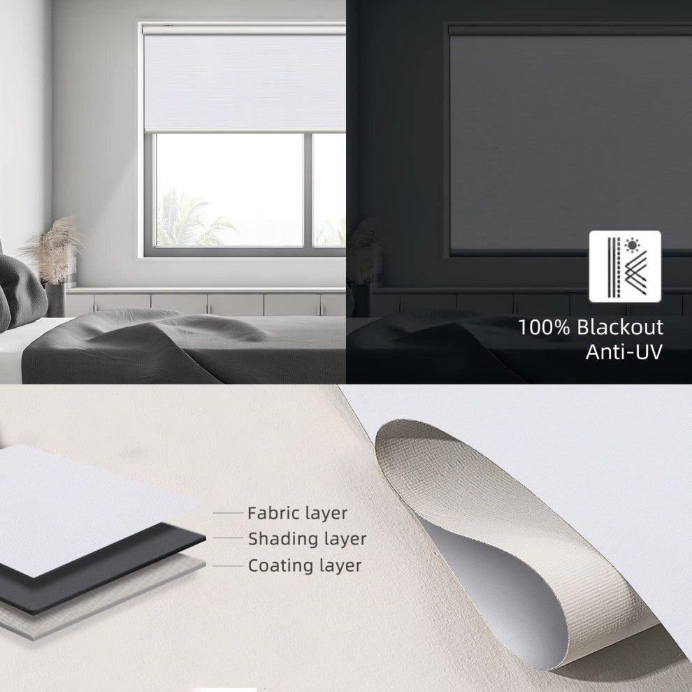 White Motorized Blackout Roller Shades