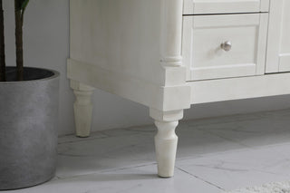 48" Single Bathroom Vanity, Antique White With Ivory White Engineered Marble
