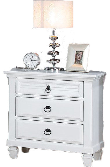 Nightstand, White Poplar and Pine Wood, Wood White