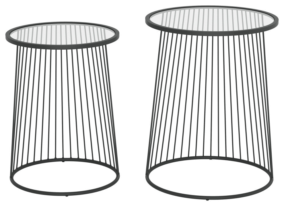 Shine Nesting Tables Set Clear & Black
