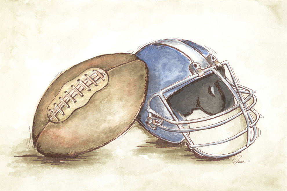 Marmont Hill, "Football Gear" by Reesa Qualia Painting on Wrapped Canvas, 36x24