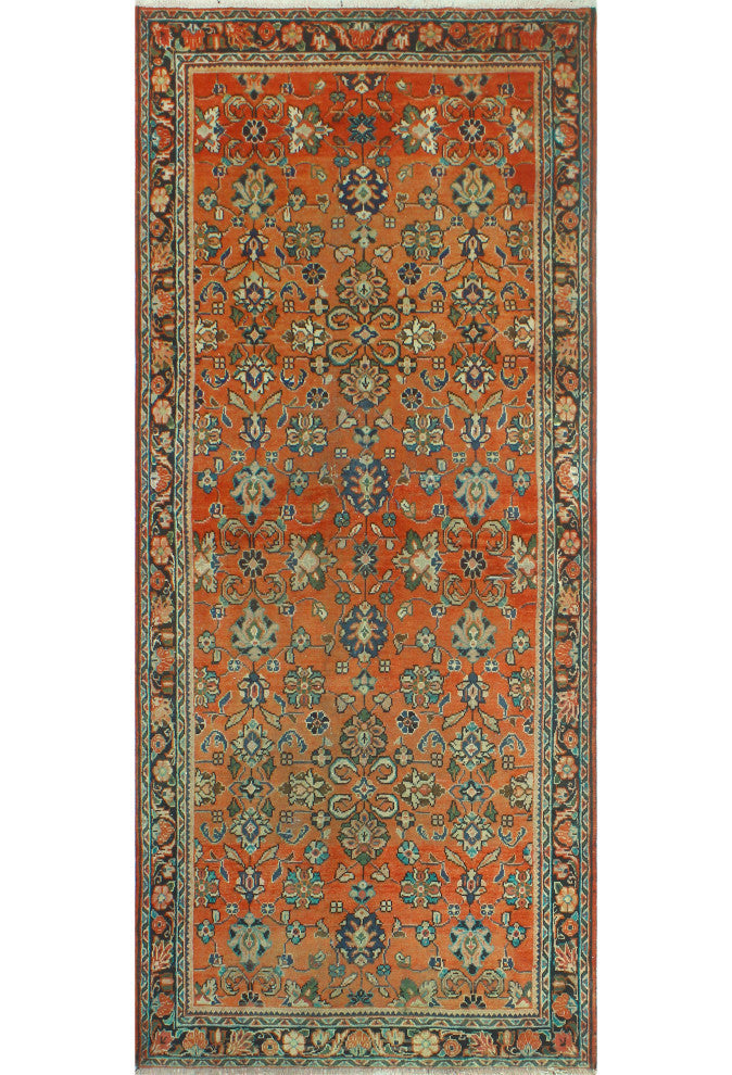 Fine Vintage Distressed Libby Rust/Charcoal Runner, 4'2x9'10
