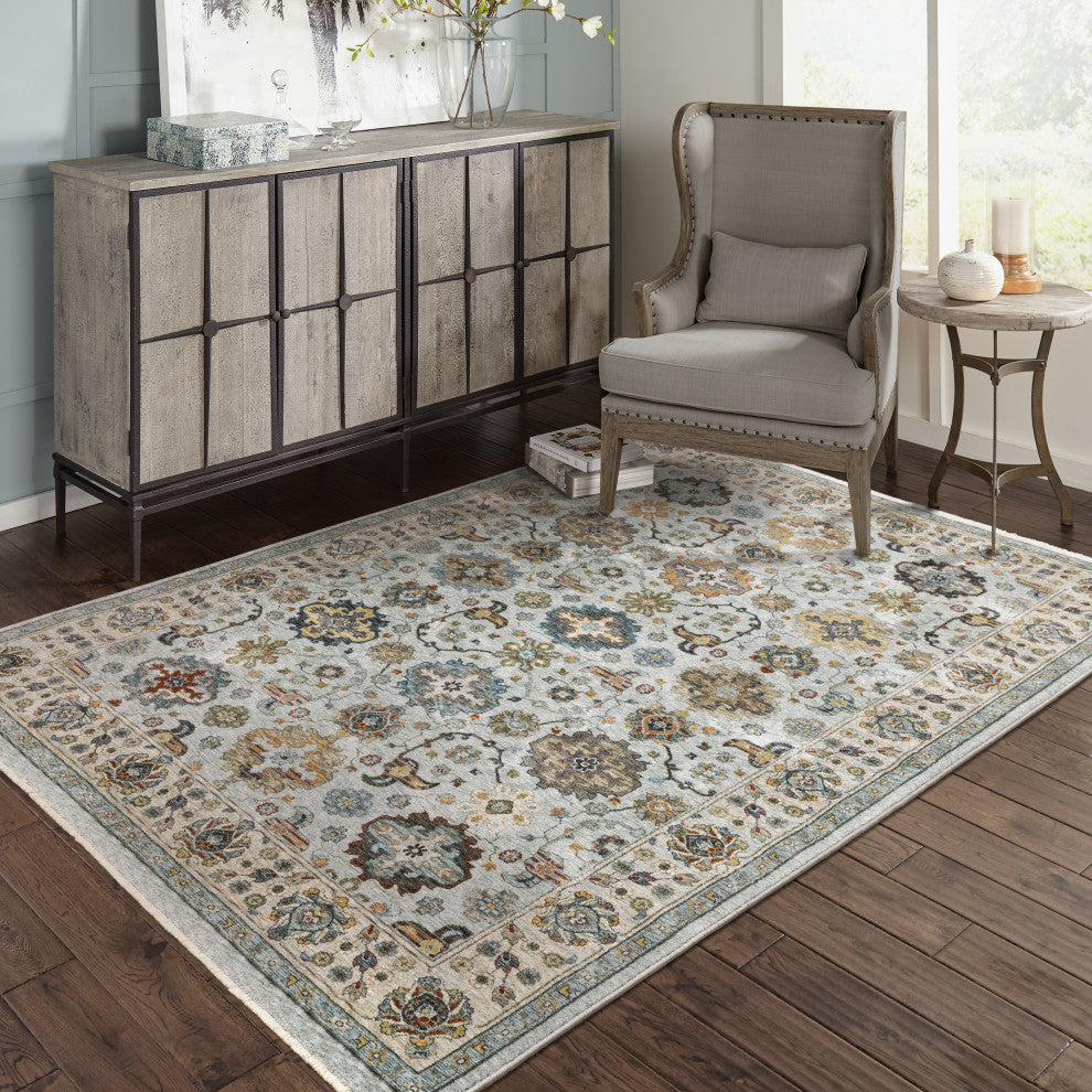 Augustus Medallions Indoor Area Rug, Light Blue, 9'10"x12'10"