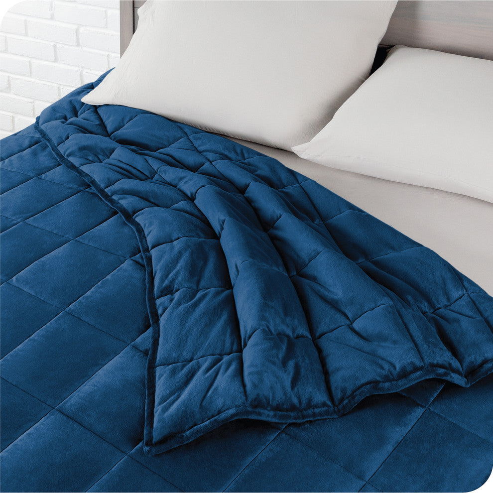 Weighted Blanket, Minky Fleece Dark Blue, 60"x80", 17lb