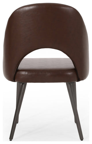 Odum Abbeville Contemporary Open Back Dining Chairs (Set of 2), Dark Brown + Gun Metal