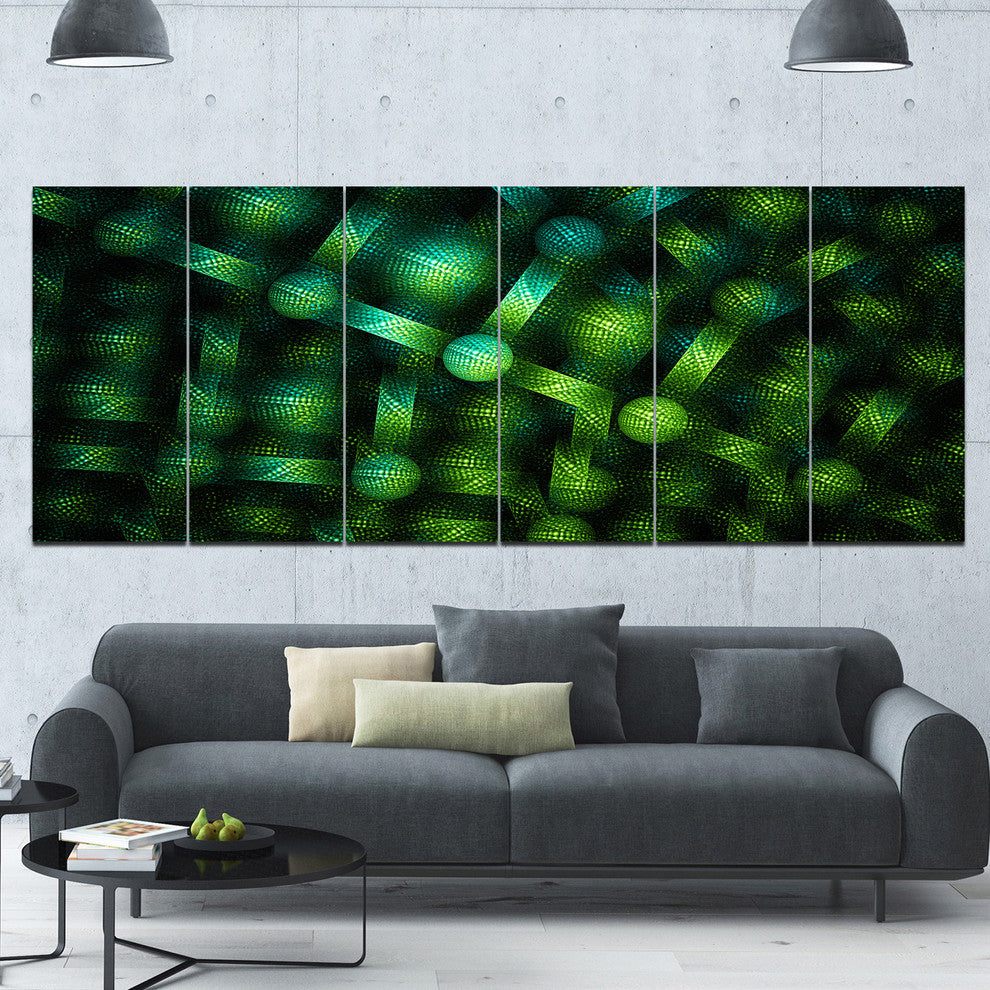 Crystal Cell Green Steel Texture, Abstract Canvas Art Print, 70"x28", 6 Panels