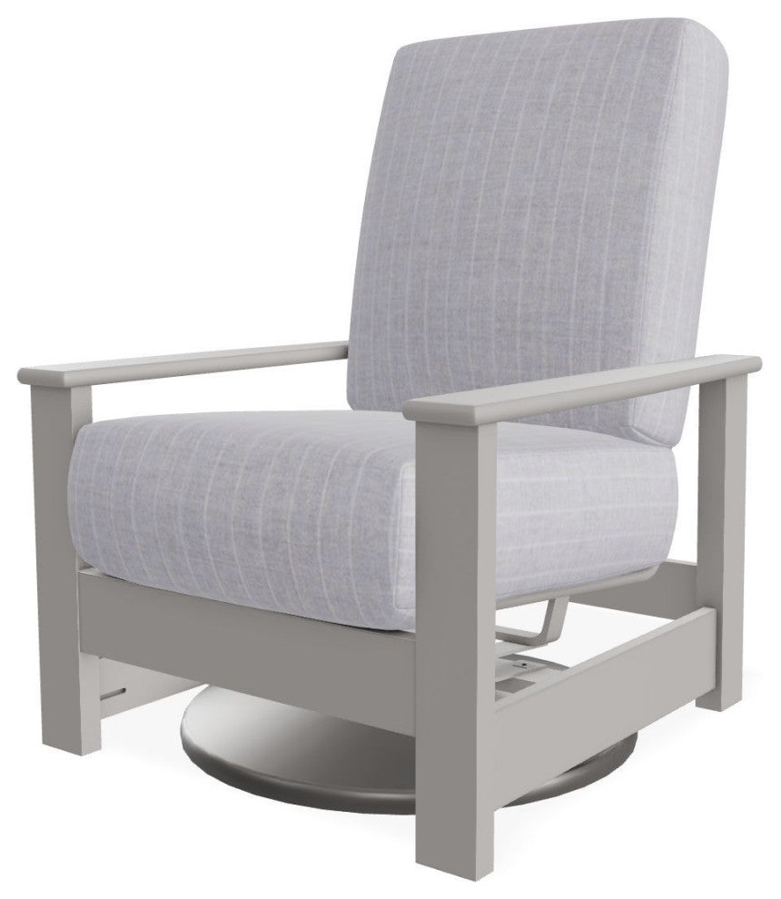 Leeward Deep Seat Outdoor Hidden Swivel Rocker, Ticking Fog/Warm Gray