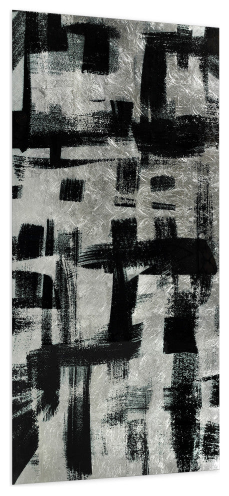 Jam Session Abstract Wall Art Reverse Printed Tempered Glass With Silver Leaf