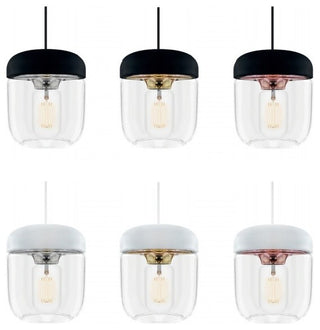 Acorn Black Hardwired Pendant with LED Bulb, Polished Brass
