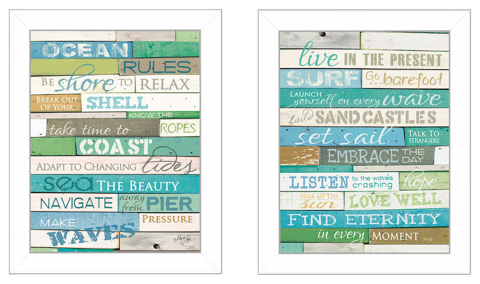 "Live in The Present" Collection By Marla Rae, Printed Wall Art, White Frame