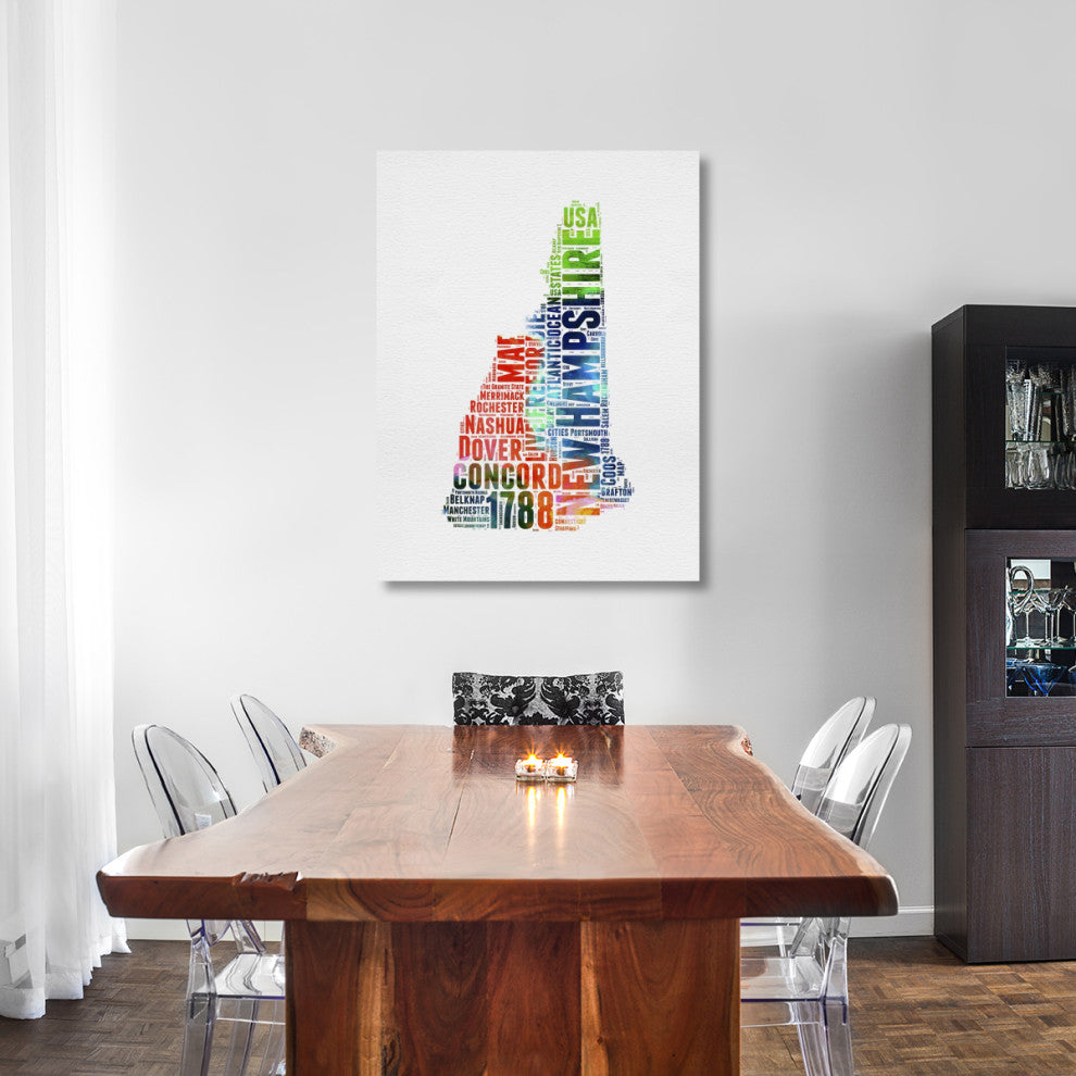"New Hampshire Watercolor Word Cloud" Fine Art Print