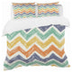 Retro Chevron in Orange Blue and Yellow Vintage Duvet Cover, Twin