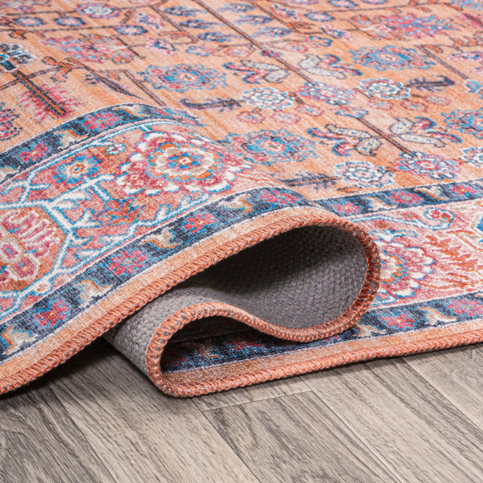 Kemer All-Over Persian Machine Washable Indoor Multi Area Rug, Multi, 8 X 10