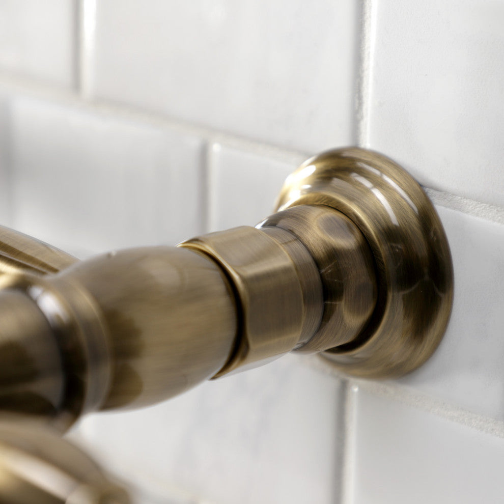 GS1243AL Two-Handle Wall-Mount Pull-Down Sprayer Kitchen Faucet, Antique Brass