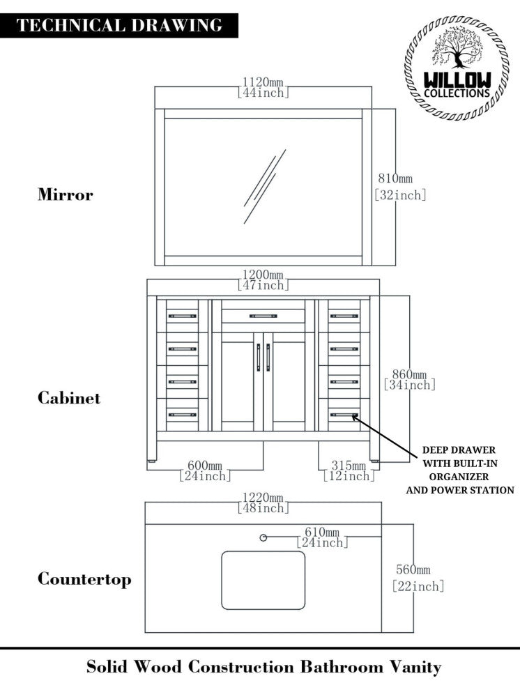 Cambridge 48 Single Sink Bath Vanity in Coventry Gray 2" Calacatta Laza