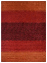 HAND KNOTTED LOOM WOOL ECO-FRIENDLY AREA RUGS-Rectangle,Orange Red,Contemporary