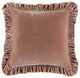 Stella Faux Silk Velvet Ruffled Euro Sham, 27" x 27", 1PC, Dusty Rose
