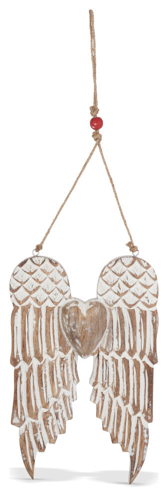 Set of 3 Hanging Mango Wood Angel Wings