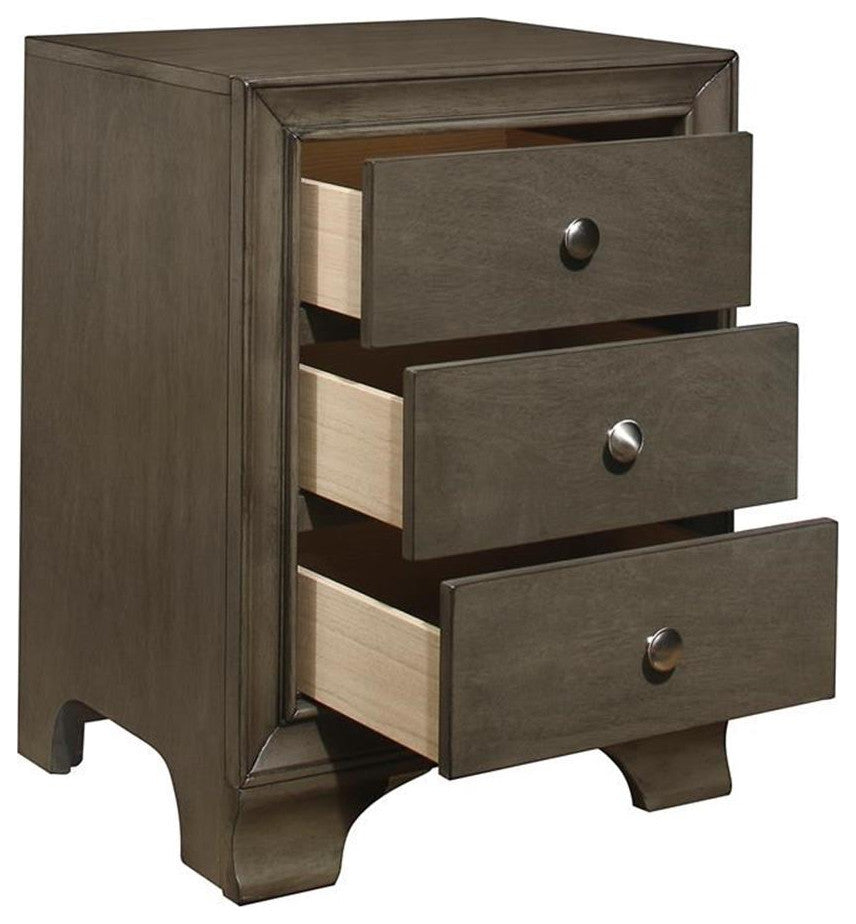 Lexicon Centralia 3-Drawers Transitional Wood Nightstand in Gray