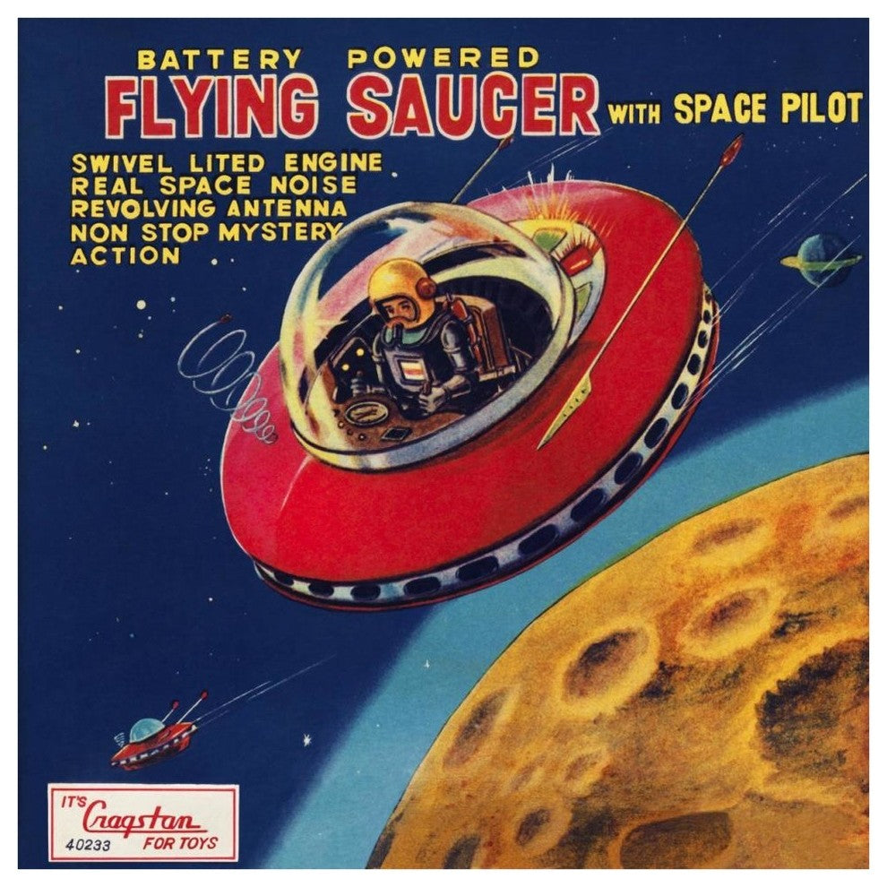 "Battery Operated Flying Saucer" Digital Paper Print by Retrorocket, 42"x42"