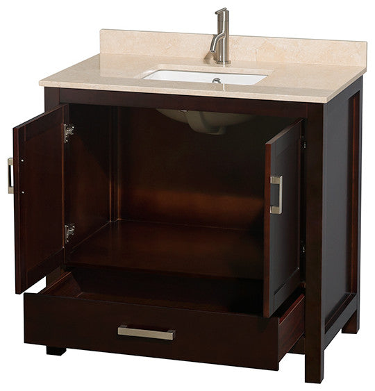 Wyndham WCS141436SESIVUNSMXX 36 Inch Single Vanity with Ivory Marble Top