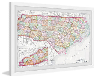 "Colored Map Ocean" Framed Painting Print, 36x24