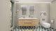 Belli 60" Double Sink Wall Mount Vanity Set, White Oak, Glossy White Top