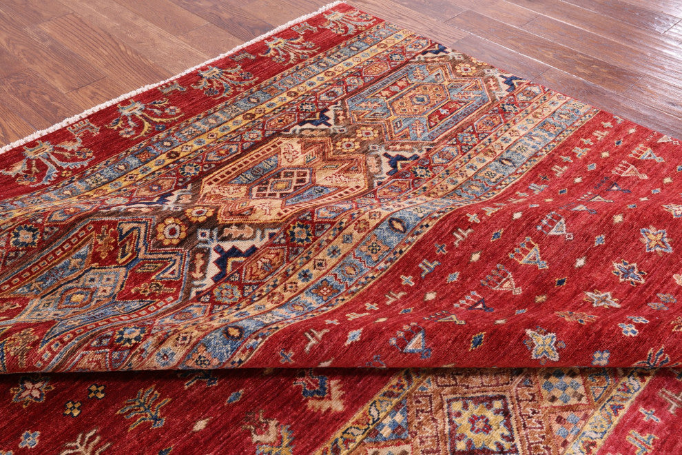 8' 2" X 11' 6" Khorjin Super Kazak Hand-Knotted Rug Q5233