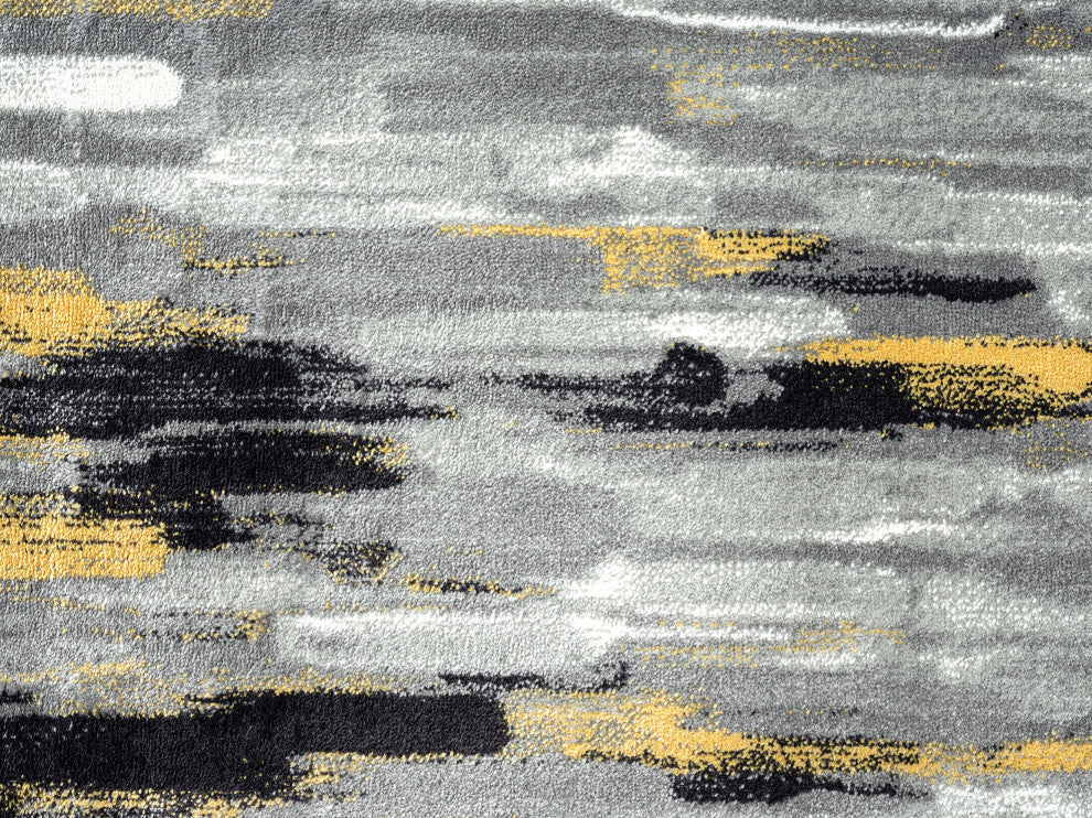 Abani Porto PRT140C Contemporary Grey and Yellow Abstract Area Rug