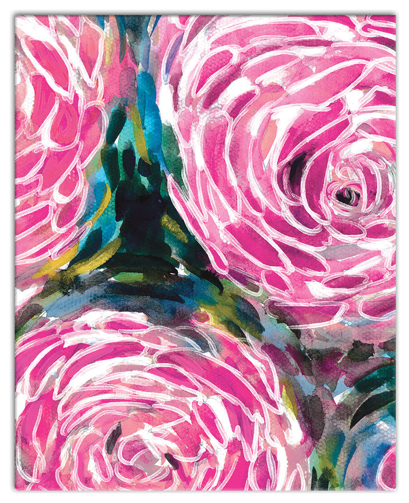 Painterly Pink Flowers 8x10 Canvas Wall Art