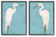 Nautical Heron Casual Coastal Bird Distressed Blue Painting, 2pc, each 24 x 30