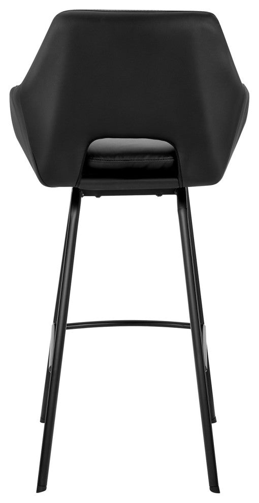 26" Black on Black Faux Leather Comfy Swivel Counter Stool