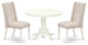 3Pc Kitchen Set, Round Table, 2 Chairs, Cream Chairs Seat, Linen White