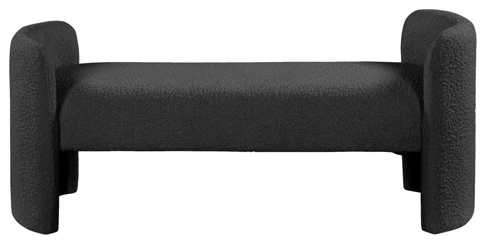 Peyton Boucle Fabric Upholstered Bench, Black