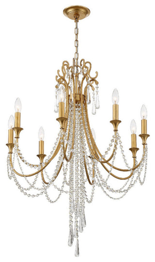 Crystorama ARC-1908-GA-CL-MWP, 8-Light Chandelier, Antique Gold