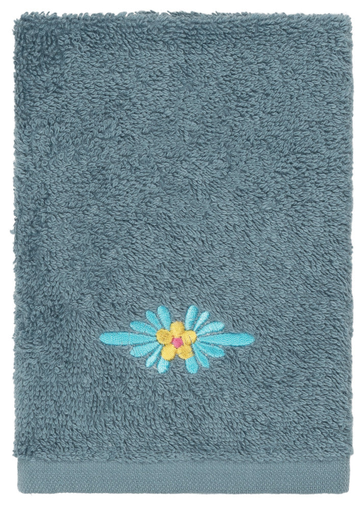 Linum Home Textiles Turkish Cotton Feliz 3-Piece Embellished Towel Set, Teal