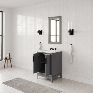 Elizabeth 24" Single Sink Carrara White Marble Vanity, Cashmere Gray
