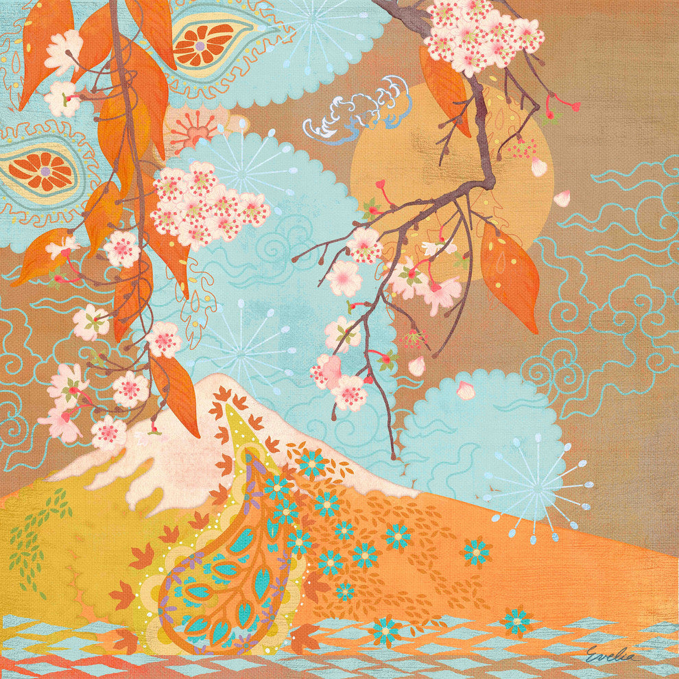 "Autumn Flowering Cherry II" Painting Print on Canvas by Evelia