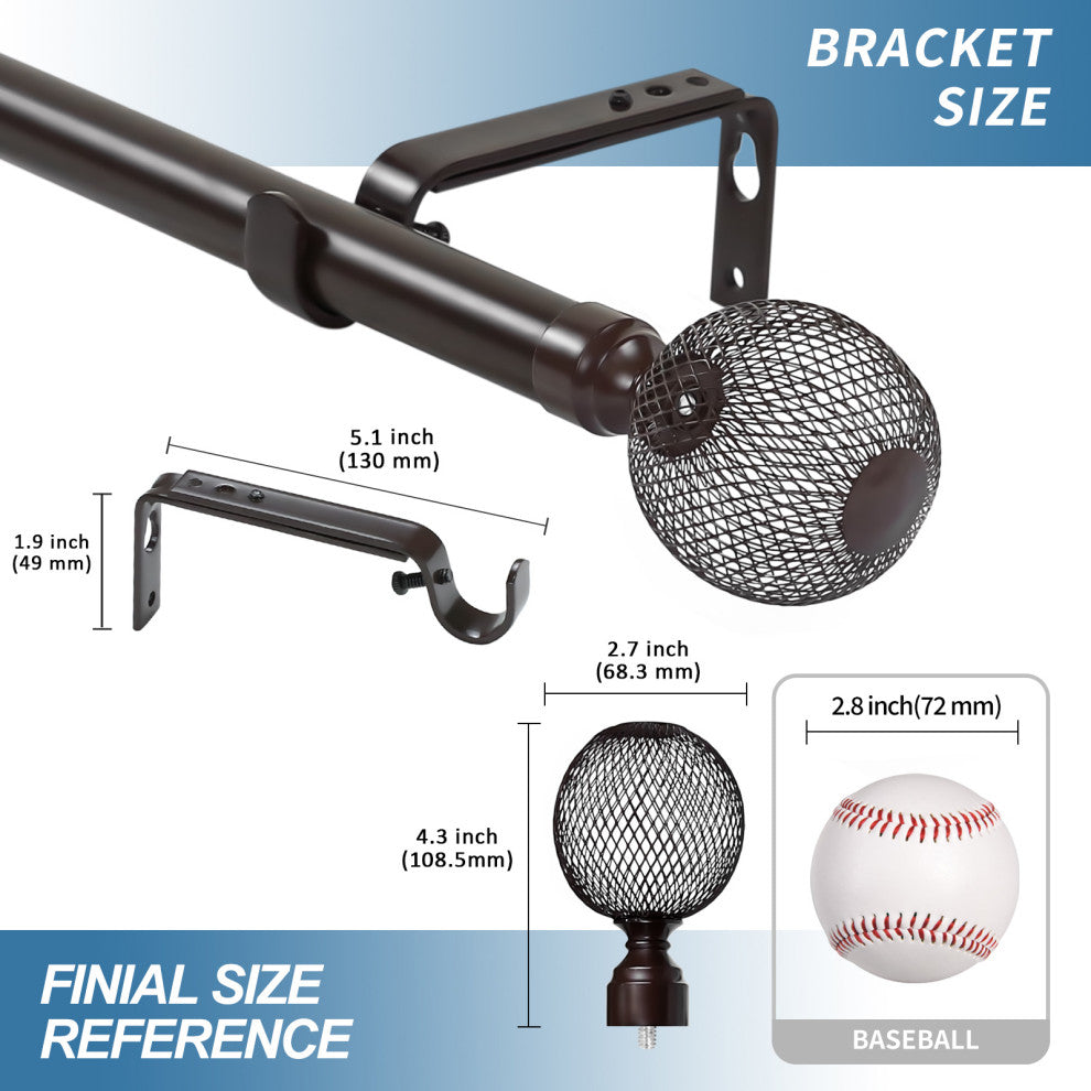 1" Columbia Adjustable Curtain Rod, Bronze, 84"-120"