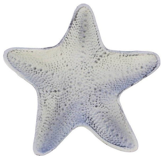 Cast Iron Starfish Decorative Bowl, Whitewashed, 8"