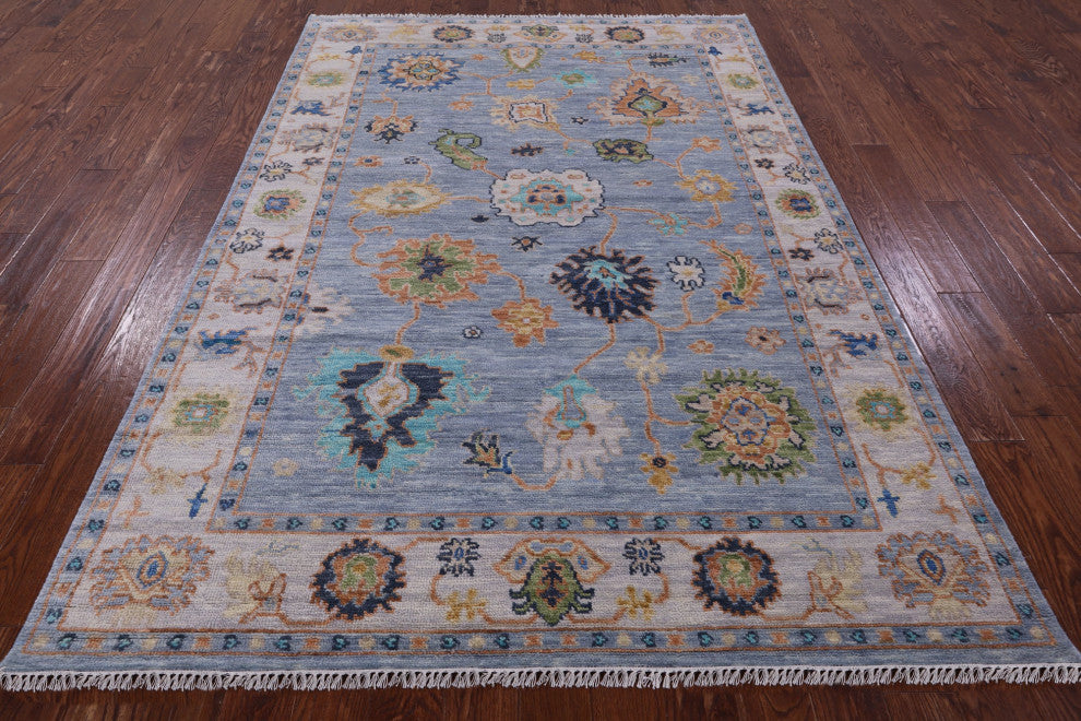 Turkish Oushak Handmade Wool Rug 6' 3" X 9' 0" - Q13659