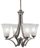 4 Light Chandelier, Graphite Finish With 5.5" Fluted Italian Ice Crystal Glass