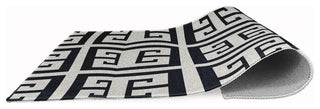 Greek Key Patterned Chenille Rug