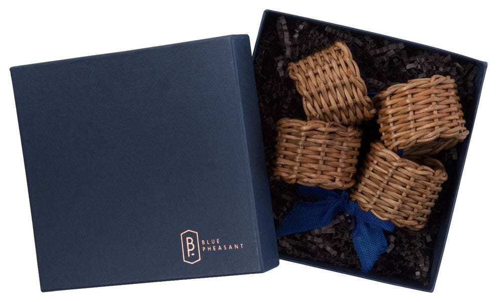 Hampton, Honey Rattan Napkin Rings, Set of 4
