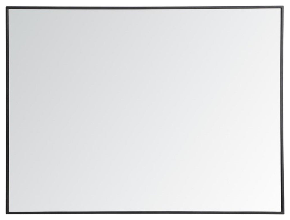 Elegant Decor Eternity 48" x 36" Contemporary Metal Frame Mirror in Black